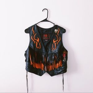 VTG Genuine Leather Moto Fringe Vest